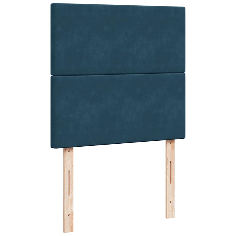 Pat box spring cu saltea, albastru, 100x200 cm, catifea