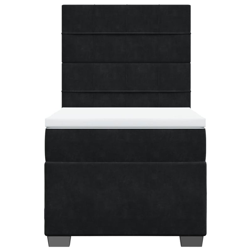 Pat box spring cu saltea, negru, 100x200 cm, catifea
