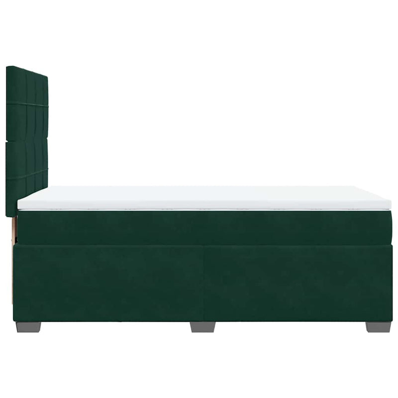 Pat box spring cu saltea, verde închis, 100x200 cm, catifea