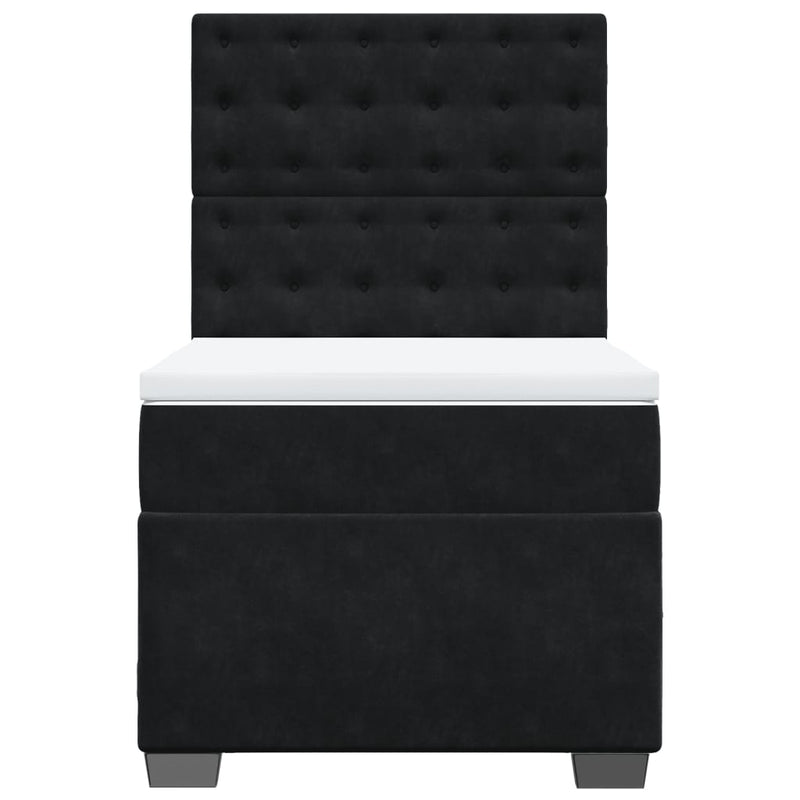 Pat box spring cu saltea, negru, 100x200 cm, catifea