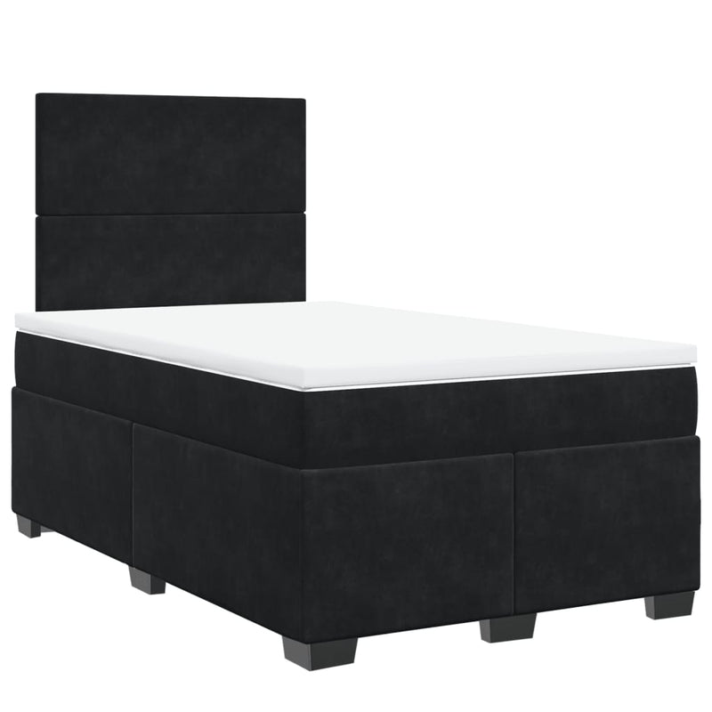 Pat box spring cu saltea, negru, 120x190 cm, catifea