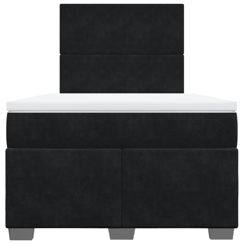 Pat box spring cu saltea, negru, 120x190 cm, catifea