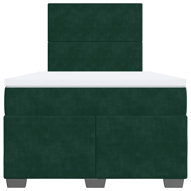 Pat box spring cu saltea, verde închis, 120x190 cm, catifea