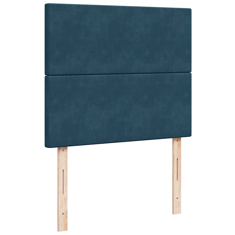 Pat box spring cu saltea, albastru, 120x190 cm, catifea