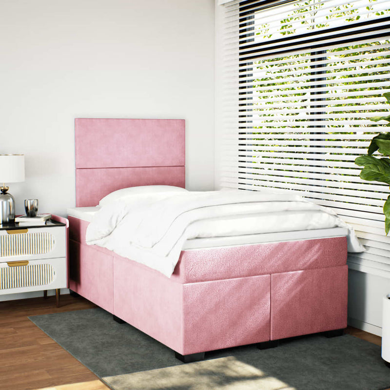 Pat box spring cu saltea, negru, 120x190 cm, catifea