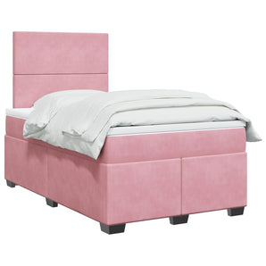 Pat box spring cu saltea, negru, 120x190 cm, catifea