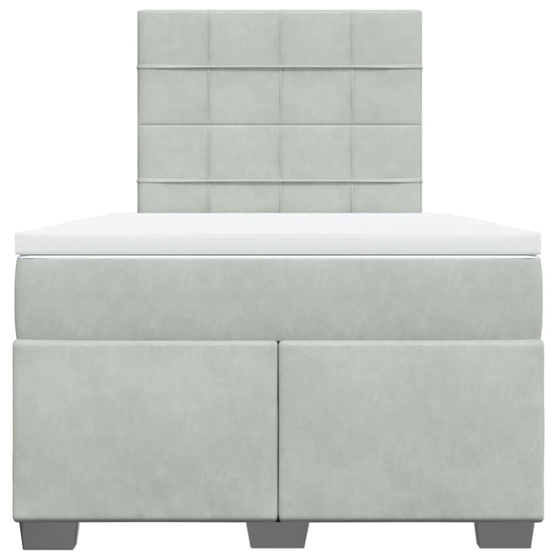Pat box spring cu saltea, gri deschis, 120x190 cm, catifea
