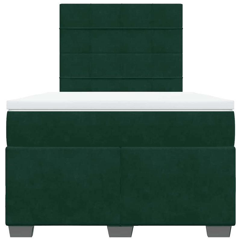 Pat box spring cu saltea, verde închis, 120x190 cm, catifea