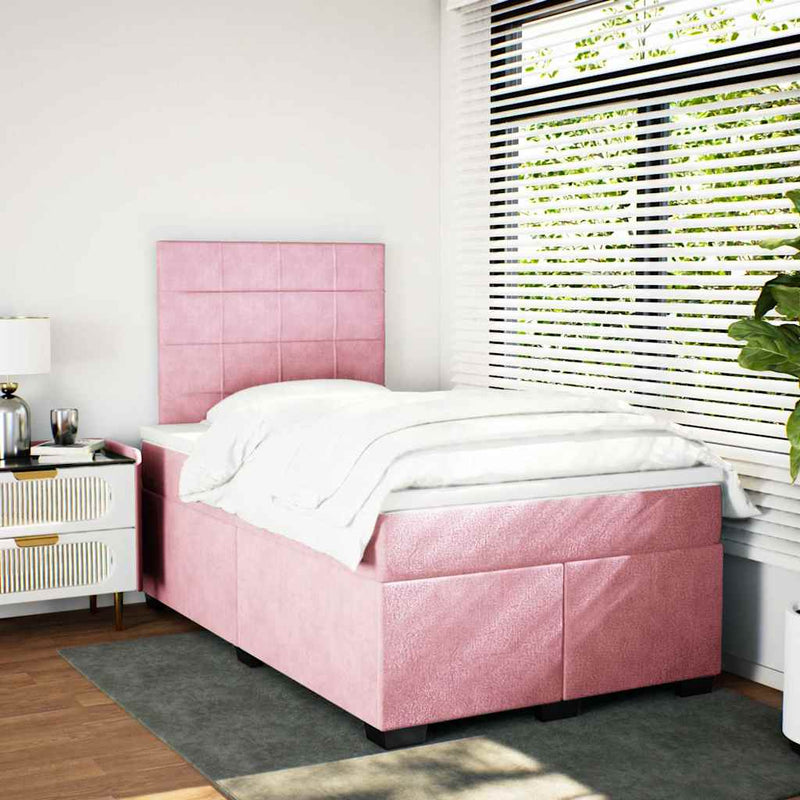 Pat box spring cu saltea, negru, 120x190 cm, catifea