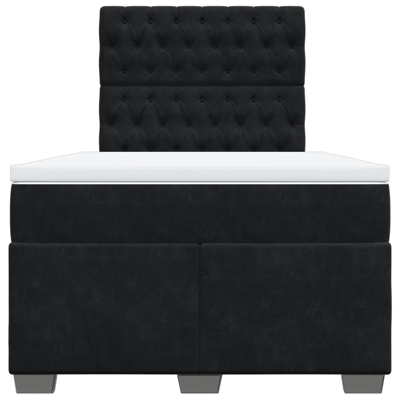 Pat box spring cu saltea, negru, 120x190 cm, catifea