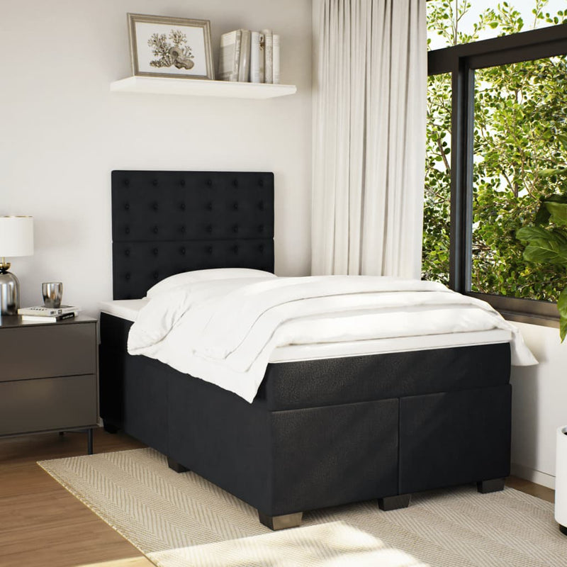 Pat box spring cu saltea, negru, 120x190 cm, catifea
