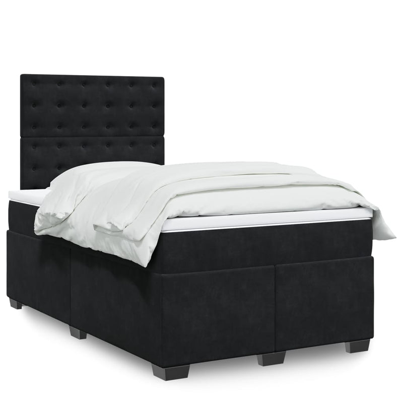 Pat box spring cu saltea, negru, 120x190 cm, catifea