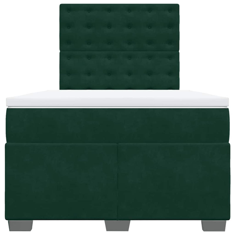 Pat box spring cu saltea, verde închis, 120x190 cm, catifea