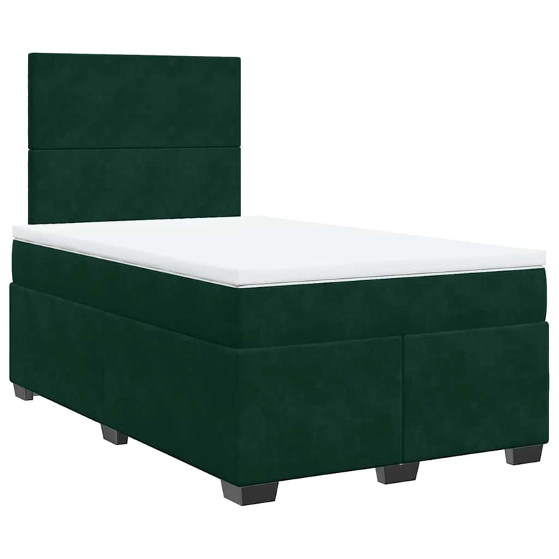 Pat box spring cu saltea, verde închis, 120x200 cm, catifea