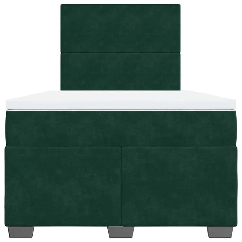 Pat box spring cu saltea, verde închis, 120x200 cm, catifea
