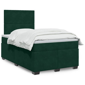 Pat box spring cu saltea, verde închis, 120x200 cm, catifea