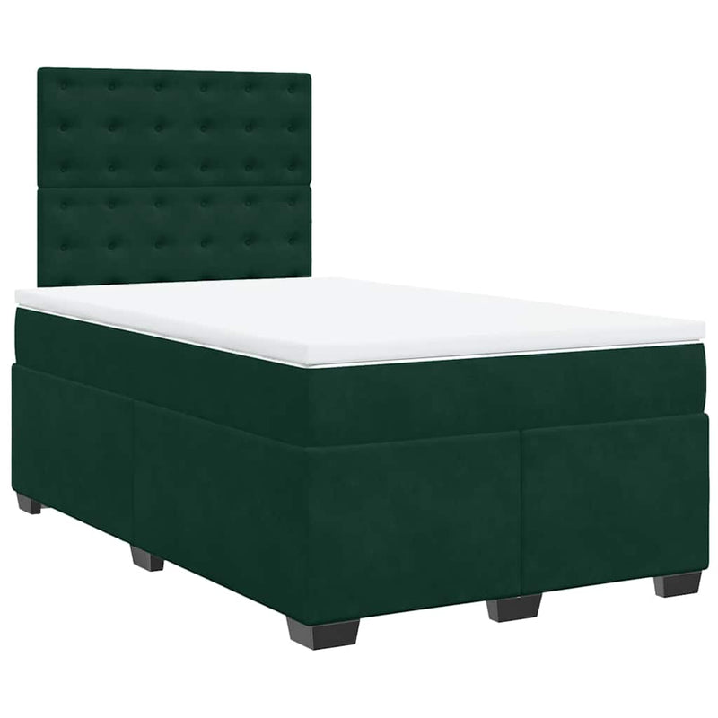 Pat box spring cu saltea, verde închis, 120x200 cm, catifea