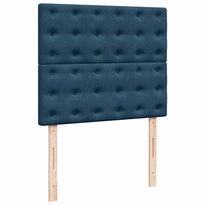 Pat box spring cu saltea, albastru, 120x200 cm, catifea