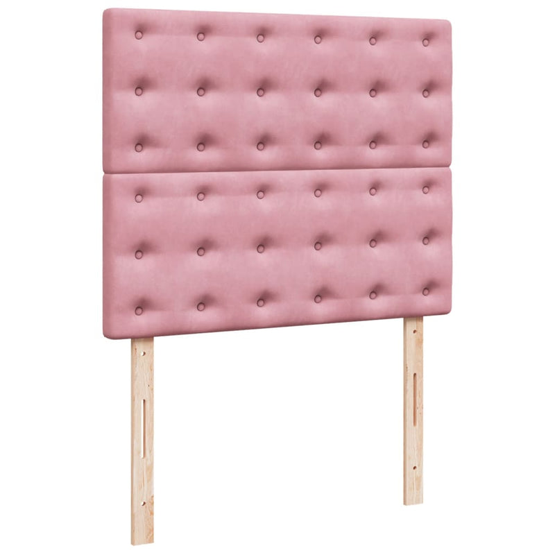 Pat box spring cu saltea, roz, 120x200 cm, catifea