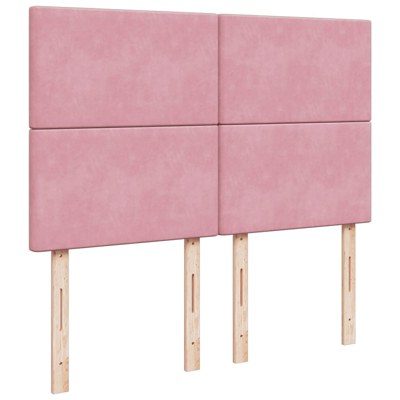 Pat box spring cu saltea, roz, 140x190 cm, catifea