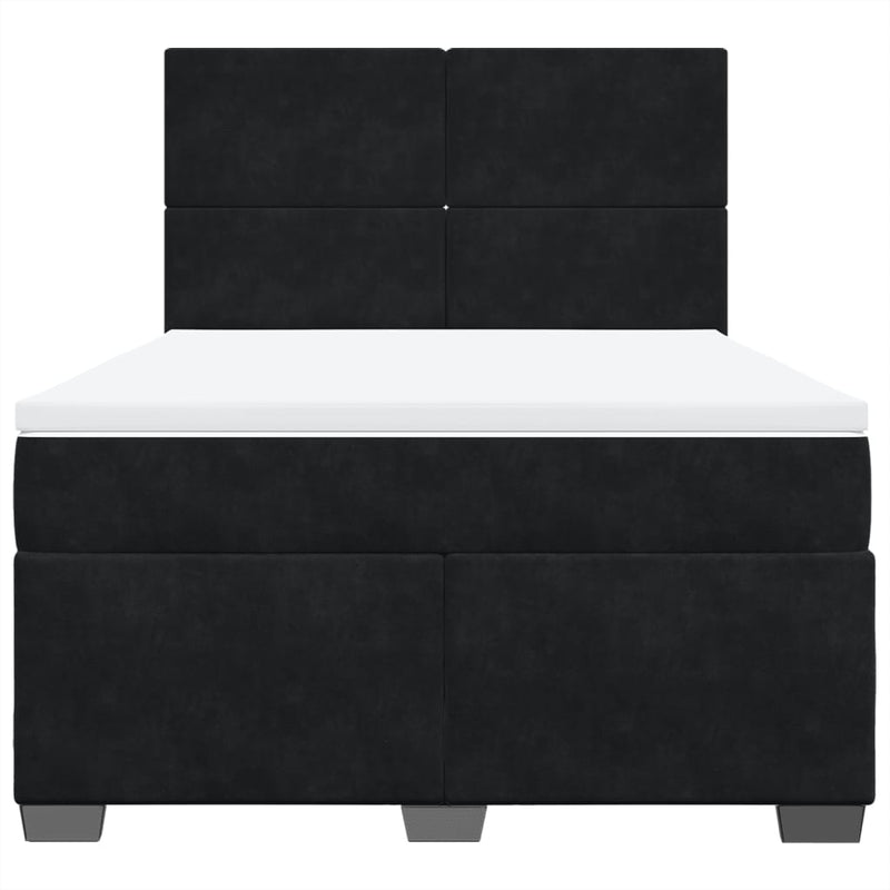 Pat box spring cu saltea, negru, 140x200 cm, catifea