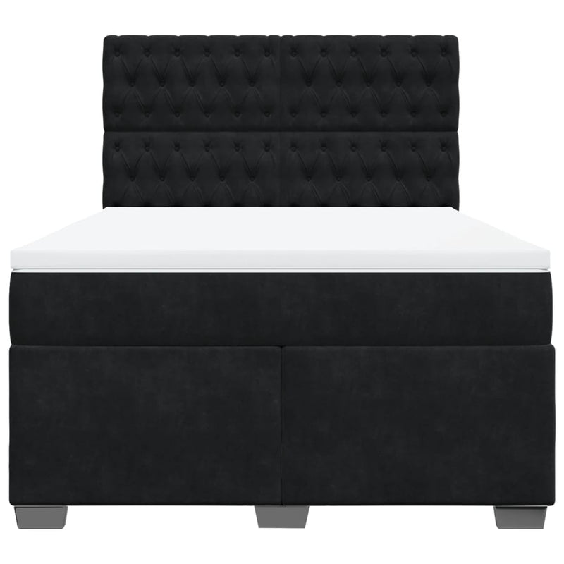 Pat box spring cu saltea, negru, 140x200 cm, catifea