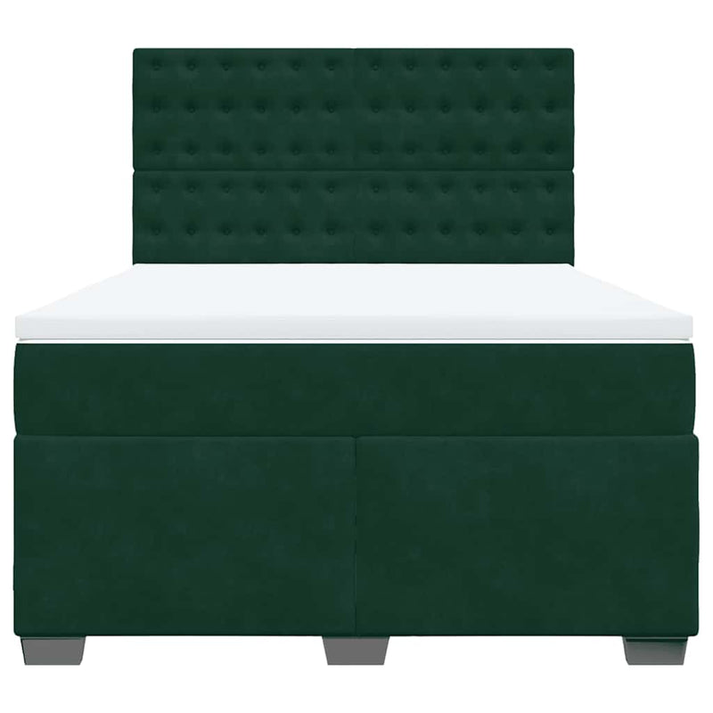 Pat box spring cu saltea, verde închis, 140x200 cm, catifea