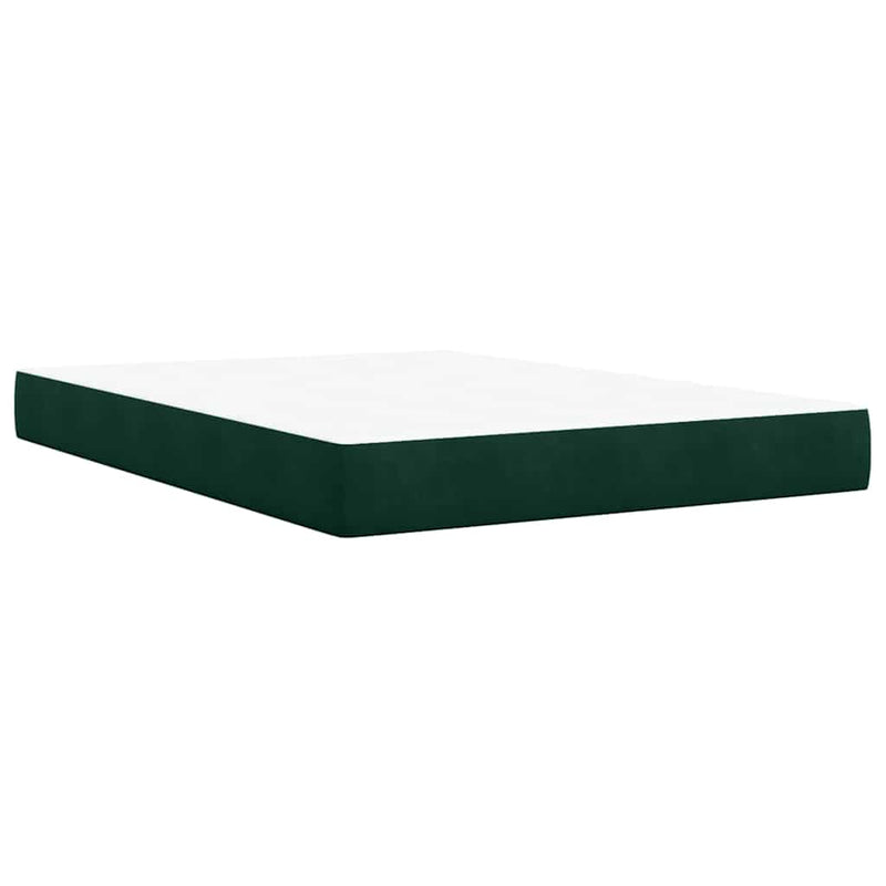 Pat box spring cu saltea, verde închis, 140x200 cm, catifea