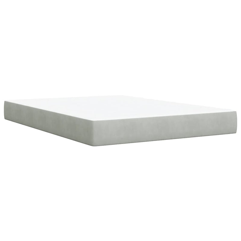 Pat box spring cu saltea, gri deschis, 160x200 cm, catifea