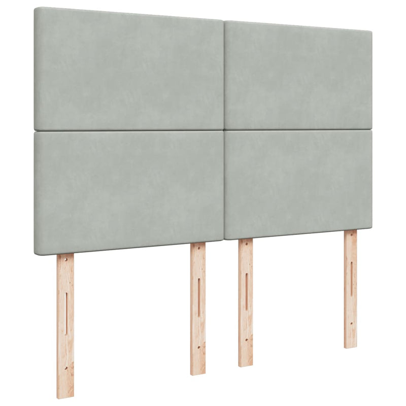 Pat box spring cu saltea, gri deschis, 160x200 cm, catifea