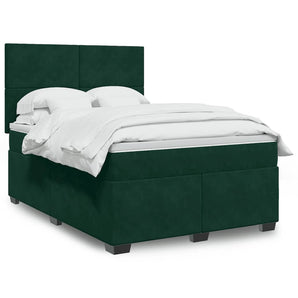 Pat box spring cu saltea, verde închis, 160x200 cm, catifea
