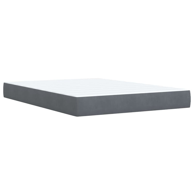 Pat box spring cu saltea, gri închis, 160x200 cm, catifea