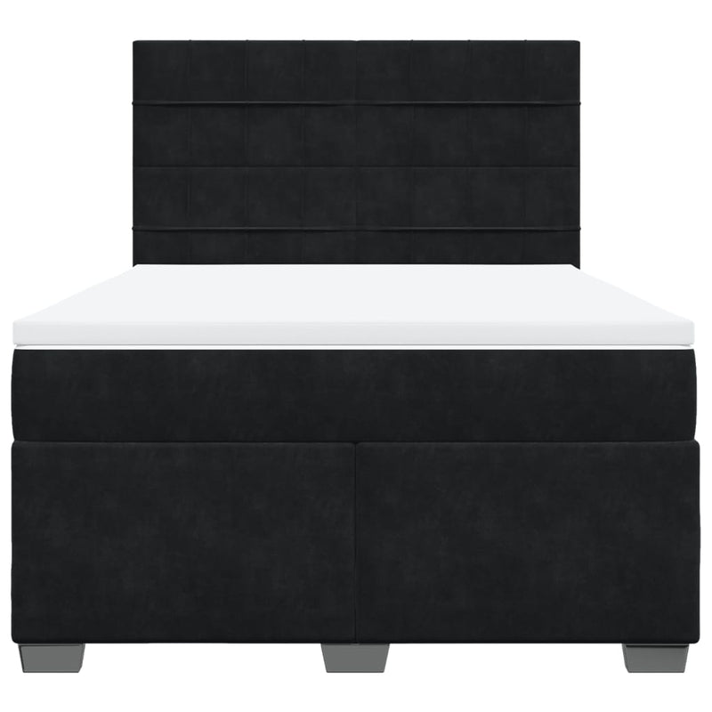 Pat box spring cu saltea, negru, 160x200 cm, catifea