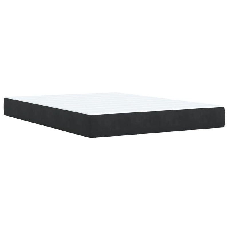Pat box spring cu saltea, negru, 160x200 cm, catifea