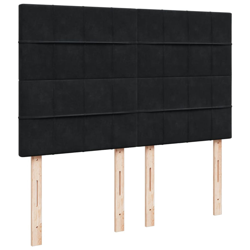 Pat box spring cu saltea, negru, 160x200 cm, catifea