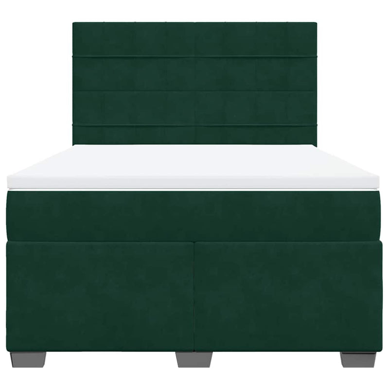 Pat box spring cu saltea, verde închis, 160x200 cm, catifea