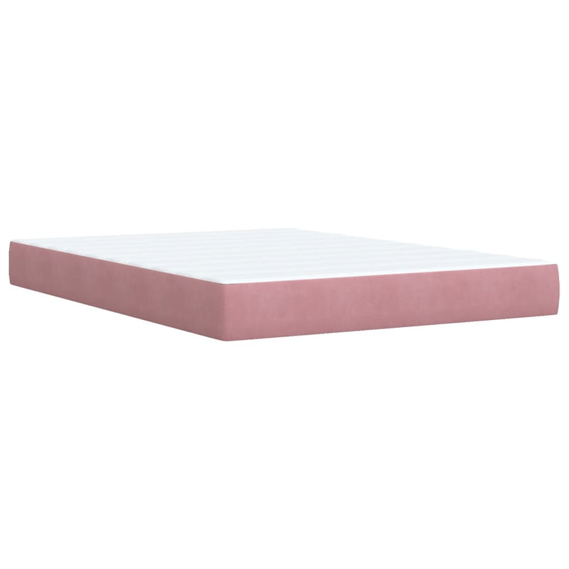 Pat box spring cu saltea, roz, 160x200 cm, catifea