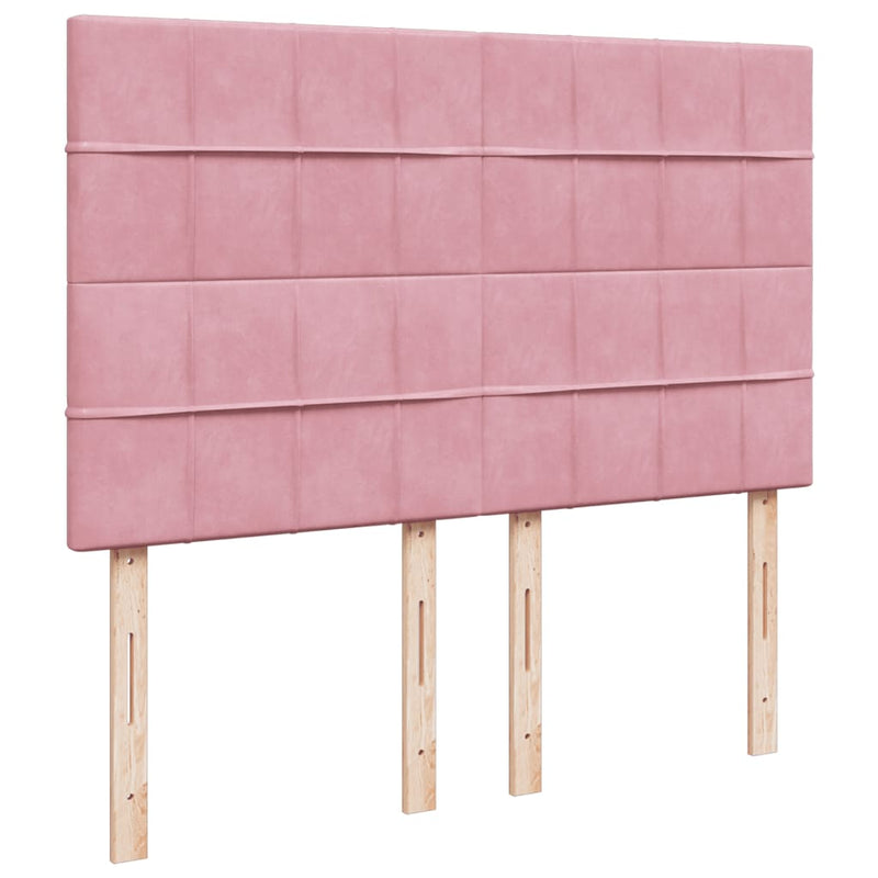 Pat box spring cu saltea, roz, 160x200 cm, catifea