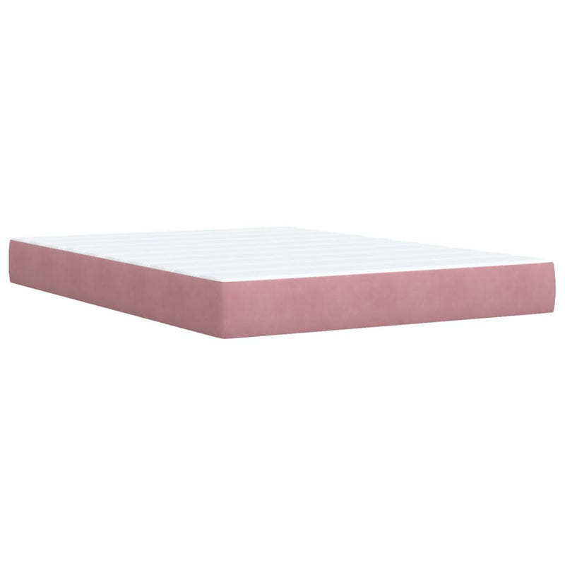 Pat box spring cu saltea, roz, 160x200 cm, catifea