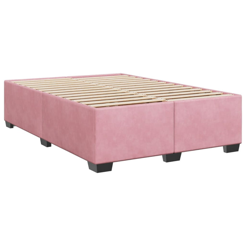Pat box spring cu saltea, roz, 160x200 cm, catifea
