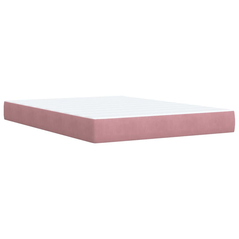Pat box spring cu saltea, roz, 160x200 cm, catifea