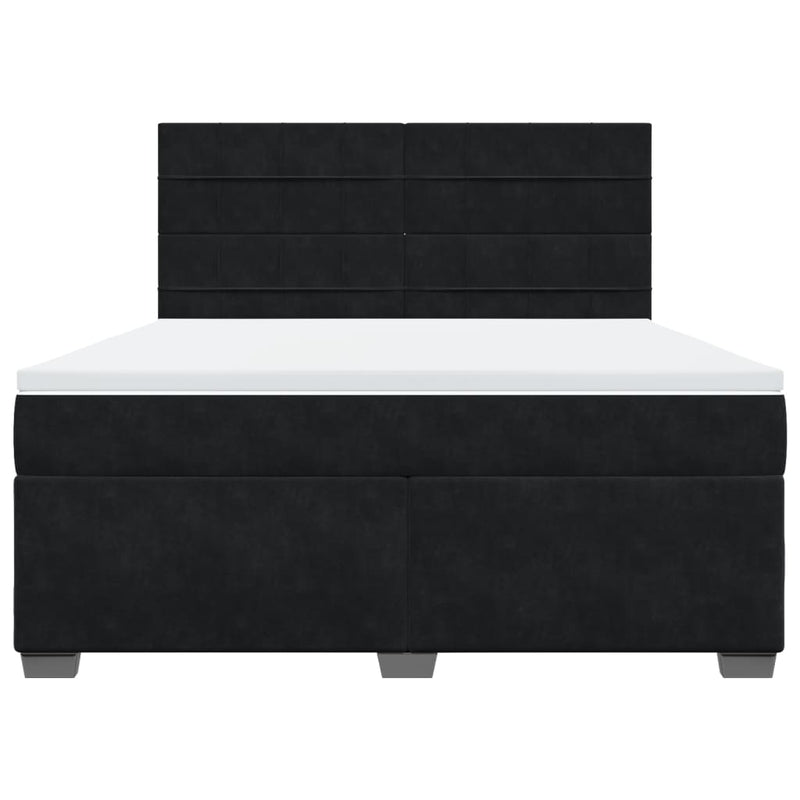 Pat box spring cu saltea, negru, 180x200 cm, catifea