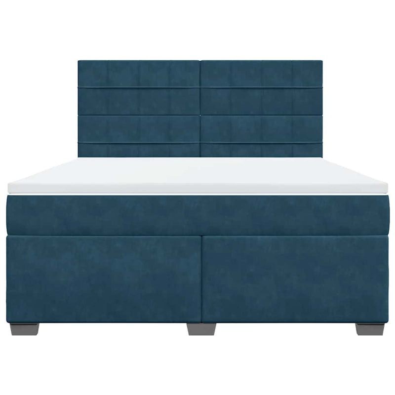 Pat box spring cu saltea, albastru, 180x200 cm, catifea