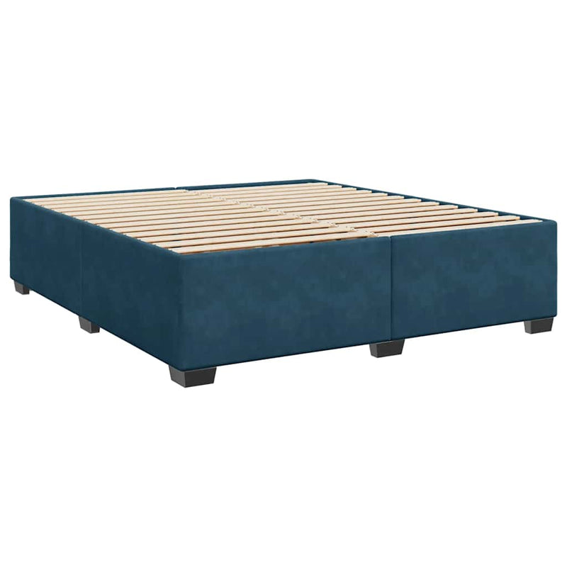 Pat box spring cu saltea, albastru, 180x200 cm, catifea