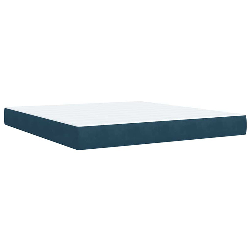 Pat box spring cu saltea, albastru, 180x200 cm, catifea