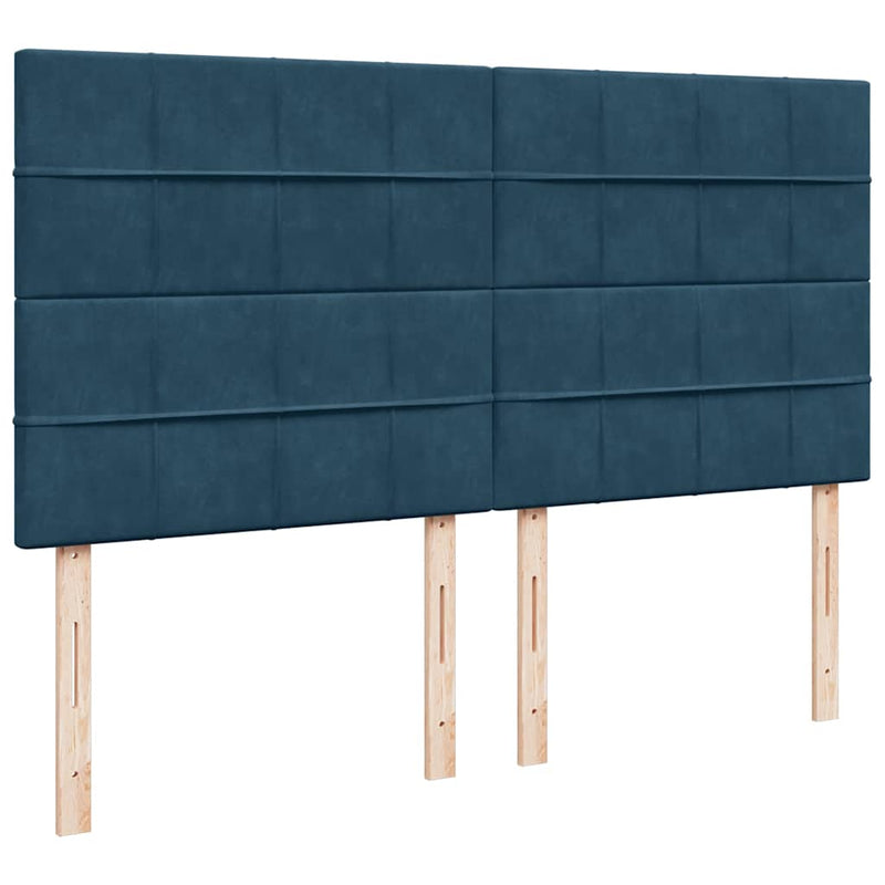 Pat box spring cu saltea, albastru, 180x200 cm, catifea