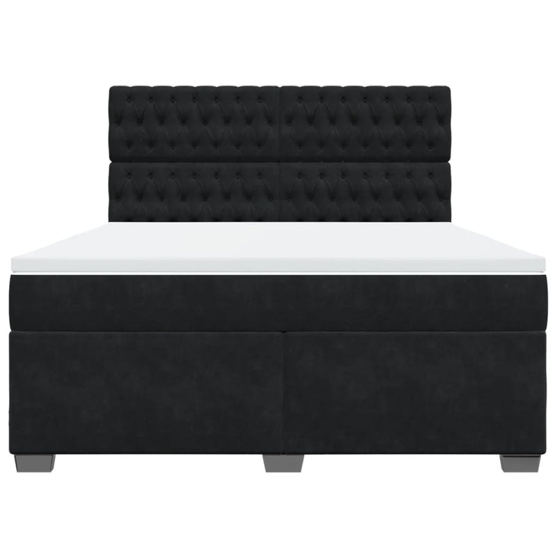Pat box spring cu saltea, negru, 180x200 cm, catifea