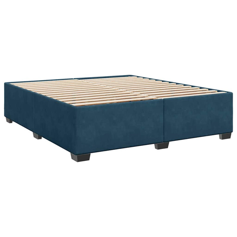 Pat box spring cu saltea, albastru, 180x200 cm, catifea