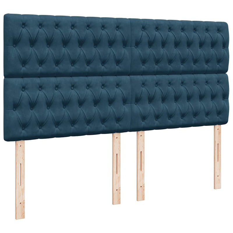 Pat box spring cu saltea, albastru, 180x200 cm, catifea