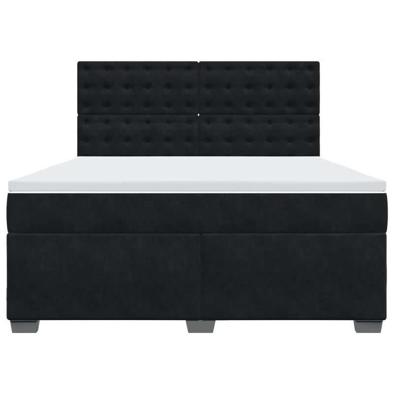 Pat box spring cu saltea, negru, 180x200 cm, catifea